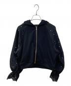 GRACE CONTINENTAL（グレースコンチネンタル）の古着「カットワークパフ袖パーカー」｜ブラック