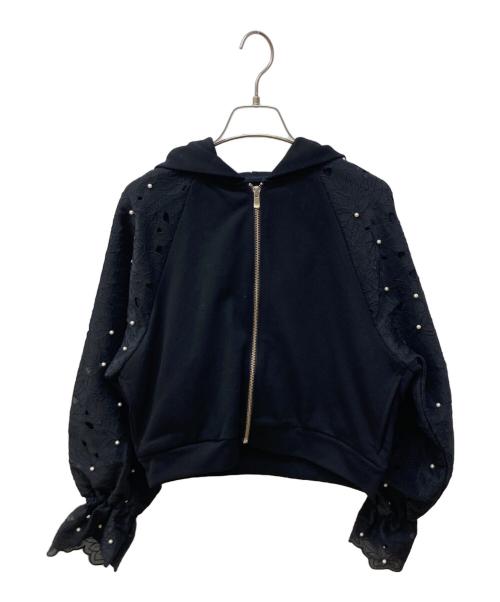 GRACE CONTINENTAL（（グレースコンチネンタル）GRACE CONTINENTAL (（グレースコンチネンタル) カットワークパフ袖パーカー ブラック サイズ:36の古着・服飾アイテム
