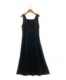 Noble（ノーブル）の古着「麻ストレッチスクエアネックワンピース」｜ブラック