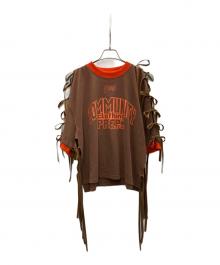8IGB community clothing（エイトアイジービー コミュニティ クロージング）の古着「レースアップTシャツ」｜ブラウン