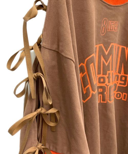 8IGB community clothing（エイトアイジービー コミュニティ クロージング）8IGB community clothing (エイトアイジービー コミュニティ クロージング) レースアップTシャツ ブラウン サイズ:-の古着・服飾アイテム
