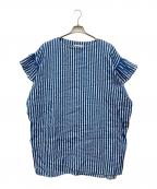 house of lotusハウスオブロータス）の古着「フレンチリネンフリルワンピース」｜ブルー×ホワイト