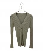 SOEJUソージュ）の古着「ワイドリブVネックカーディガン」｜オリーブ
