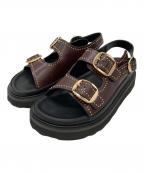 MOHIモヒ）の古着「スタッズベルトサンダル」｜ブラウン