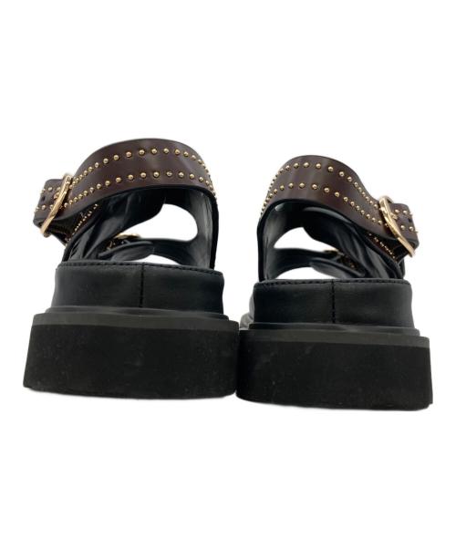 MOHI（モヒ）MOHI (モヒ) スタッズベルトサンダル ブラウン サイズ:36の古着・服飾アイテム