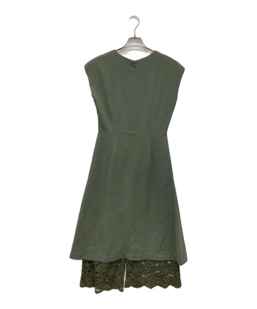Arobe（アローブ）Arobe (アローブ) 総裏地 エンブロイダリーレース レイヤード ワンピース グリーン サイズ:2の古着・服飾アイテム
