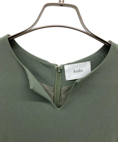 Arobe（アローブ）Arobe (アローブ) 総裏地 エンブロイダリーレース レイヤード ワンピース グリーン サイズ:2の古着・服飾アイテム