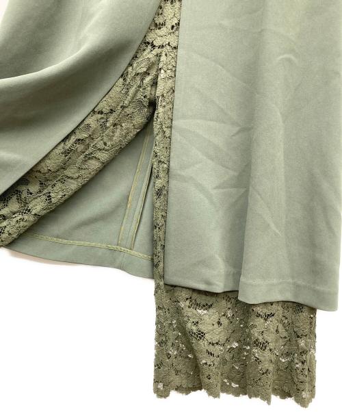 Arobe（アローブ）Arobe (アローブ) 総裏地 エンブロイダリーレース レイヤード ワンピース グリーン サイズ:2の古着・服飾アイテム