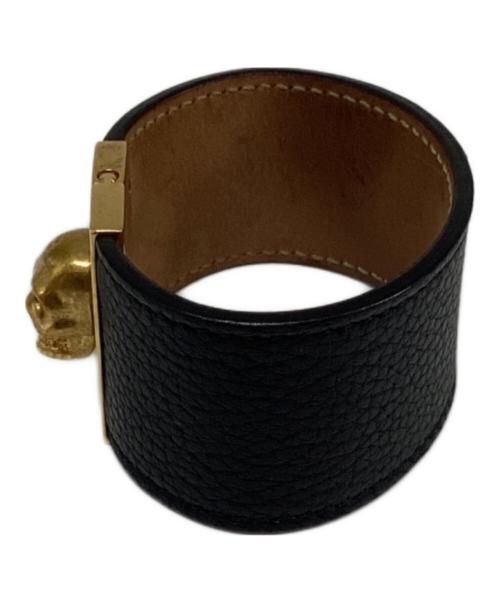 ALEXANDER McQUEEN（アレキサンダーマックイーン）ALEXANDER McQUEEN (アレキサンダーマックイーン) スカルレザーブレスレット ブラックの古着・服飾アイテム