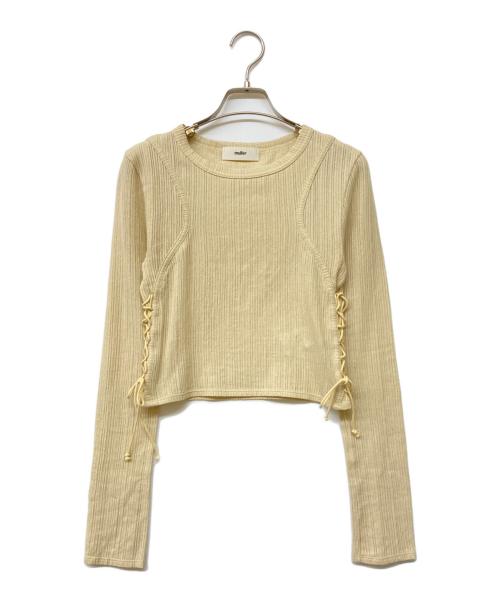 muller of yoshiokubo（ミュラーオブヨシオクボ）muller of yoshiokubo (ミュラーオブヨシオクボ) レースアップ リブ ロングスリーブ トップス アイボリー サイズ:38の古着・服飾アイテム