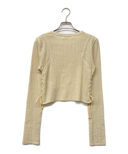 muller of yoshiokubo（ミュラーオブヨシオクボ）muller of yoshiokubo (ミュラーオブヨシオクボ) レースアップ リブ ロングスリーブ トップス アイボリー サイズ:38の古着・服飾アイテム