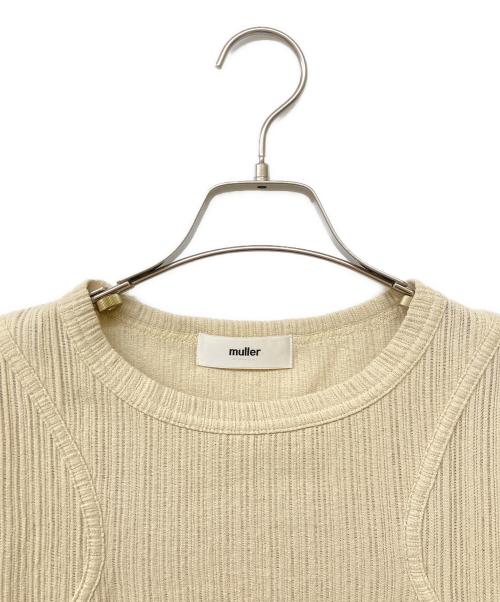 muller of yoshiokubo（ミュラーオブヨシオクボ）muller of yoshiokubo (ミュラーオブヨシオクボ) レースアップ リブ ロングスリーブ トップス アイボリー サイズ:38の古着・服飾アイテム