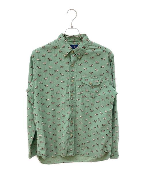 RALPH LAUREN（ラルフローレン）RALPH LAUREN (ラルフローレン) ドッグプリントコーデュロイシャツ 黄緑 サイズ:Mの古着・服飾アイテム
