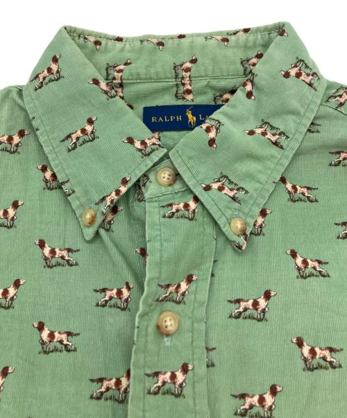 RALPH LAUREN（ラルフローレン）RALPH LAUREN (ラルフローレン) ドッグプリントコーデュロイシャツ 黄緑 サイズ:Mの古着・服飾アイテム
