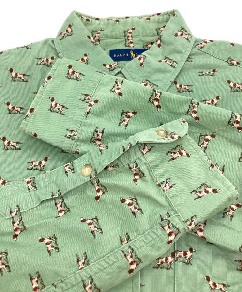 RALPH LAUREN（ラルフローレン）RALPH LAUREN (ラルフローレン) ドッグプリントコーデュロイシャツ 黄緑 サイズ:Mの古着・服飾アイテム