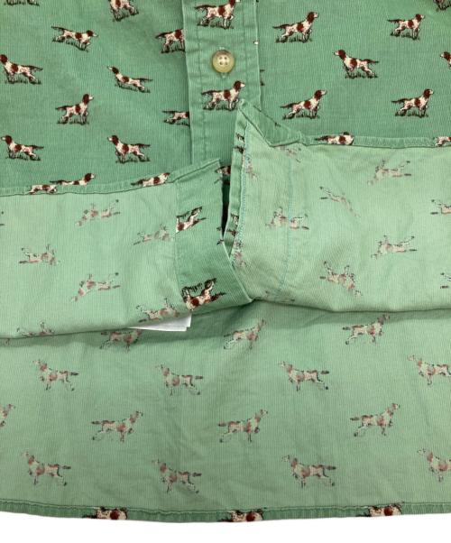RALPH LAUREN（ラルフローレン）RALPH LAUREN (ラルフローレン) ドッグプリントコーデュロイシャツ 黄緑 サイズ:Mの古着・服飾アイテム