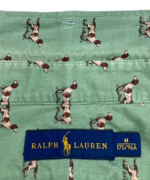 RALPH LAUREN（ラルフローレン）RALPH LAUREN (ラルフローレン) ドッグプリントコーデュロイシャツ 黄緑 サイズ:Mの古着・服飾アイテム