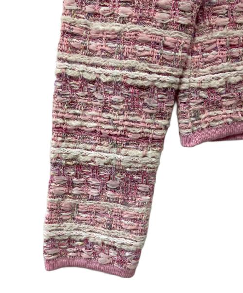 Rene（ルネ）Rene (ルネ) パールジップツイードノーカラージャケット ピンク サイズ:38の古着・服飾アイテム