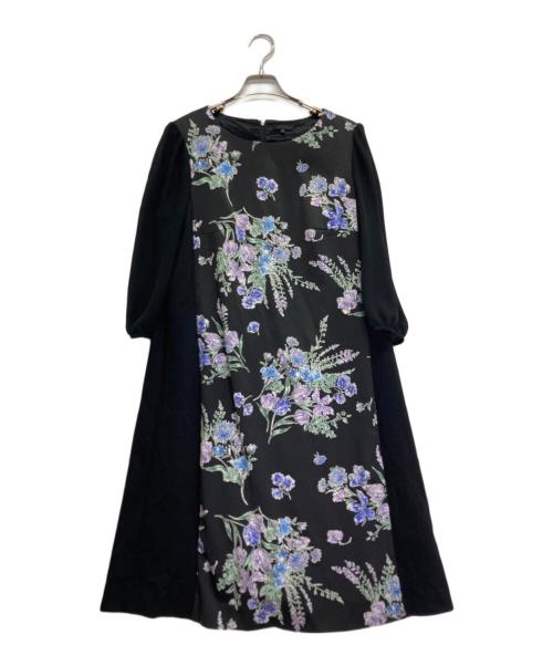 TO BE CHIC（トゥービーシック）TO BE CHIC (トゥービーシック) フラワープリントブラウスワンピース ブラック サイズ:44の古着・服飾アイテム