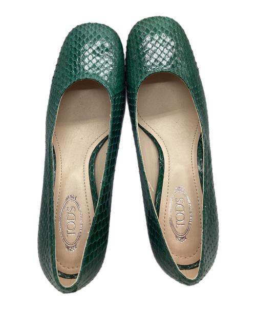 TOD'S（トッズ）TOD'S (トッズ) パイソンパンプス グリーン サイズ:37の古着・服飾アイテム