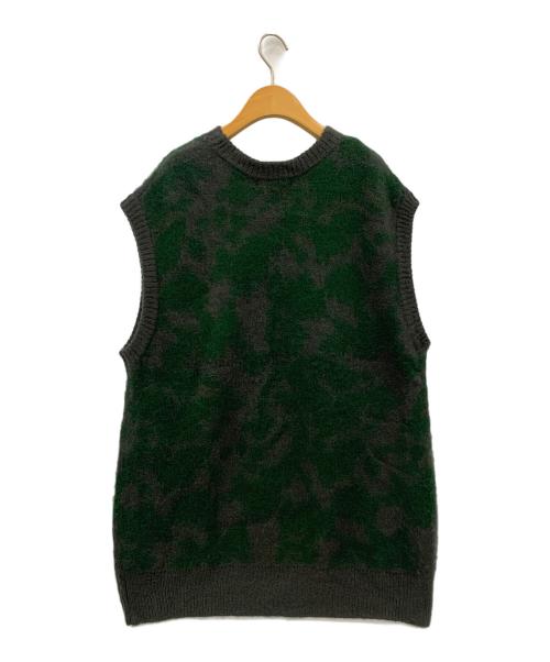 chignon（シニヨン）chignon (シニヨン) ジャガード柄シャギーニットベスト グリーン サイズ:Ｆの古着・服飾アイテム