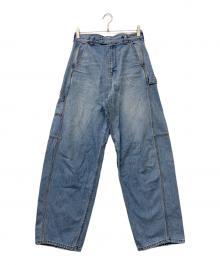 BORDERS at BALCONY（ボーダーズアットバルコニー）の古着「WIDE-LEG PAINTER DENIM」｜インディゴ