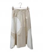 BEARDSLEYビアズリー）の古着「リネンブレンドサークルデザインスカート」｜アイボリー