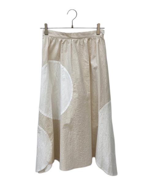 BEARDSLEY（ビアズリー）BEARDSLEY (ビアズリー) リネンブレンドサークルデザインスカート アイボリー サイズ:FREEの古着・服飾アイテム