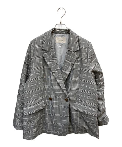 stola.（ストラ）stola. (ストラ) 中綿ダブルジャケット グレー サイズ:38の古着・服飾アイテム