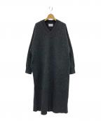 CLANEクラネ）の古着「V NECK LOOSE KNIT ONEPIECE（Vネックルーズニットワンピース）」｜グレー