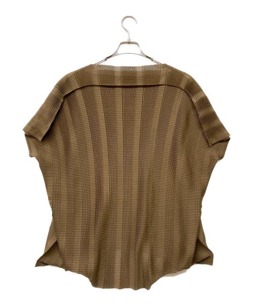 me ISSEY MIYAKE（ミーイッセイ ミヤケ）me ISSEY MIYAKE (ミーイッセイ ミヤケ) プリーツカットソー ブラウン サイズ:FREEの古着・服飾アイテム