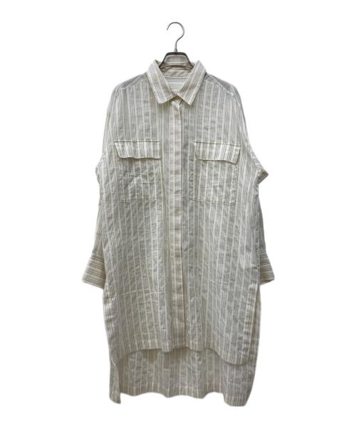 MOGA（モガ）MOGA (モガ) ランダムドビーストライプミドル丈シャツ ホワイト サイズ:2の古着・服飾アイテム