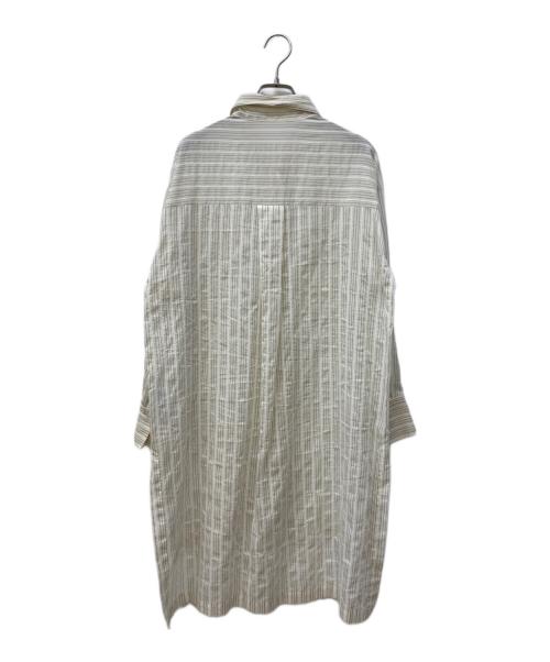 MOGA（モガ）MOGA (モガ) ランダムドビーストライプミドル丈シャツ ホワイト サイズ:2の古着・服飾アイテム