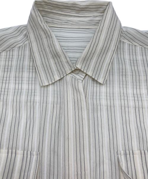 MOGA（モガ）MOGA (モガ) ランダムドビーストライプミドル丈シャツ ホワイト サイズ:2の古着・服飾アイテム