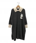 PLATINUM mei-meiプラチナメイメイ）の古着「カシミヤ襟配色ワンピース」｜グレー