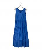M-premierBLACKエムプルミエブラック）の古着「ギャザー切替ロングワンピース」｜ブルー