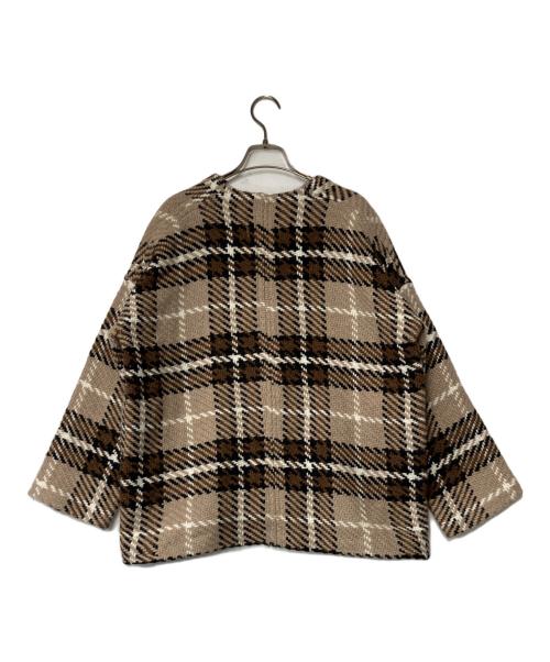 john branigan（ジョンブラニガン）john branigan (ジョンブラニガン) チェックVネックジャケット ブラウン サイズ:FREEの古着・服飾アイテム