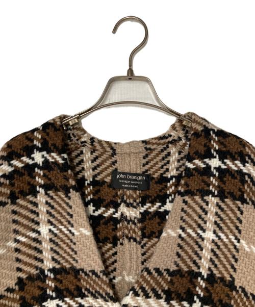 john branigan（ジョンブラニガン）john branigan (ジョンブラニガン) チェックVネックジャケット ブラウン サイズ:FREEの古着・服飾アイテム