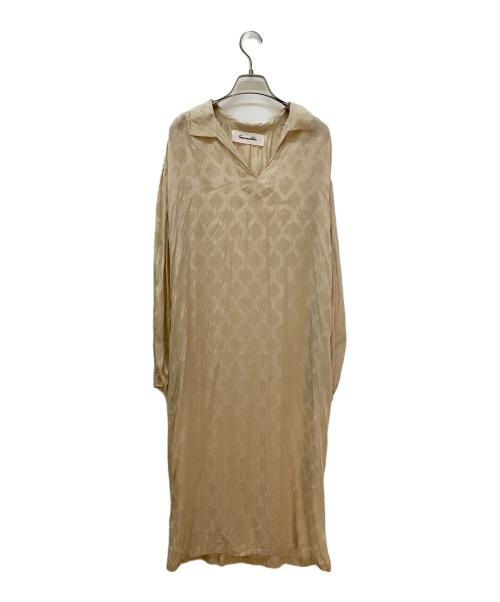 sara mallika（サラマリカ）sara mallika (サラマリカ) Rayon leaf Jacquard dress ベージュ サイズ:FREEの古着・服飾アイテム