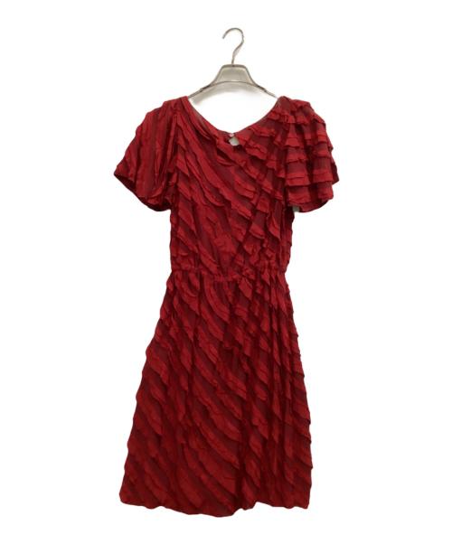 KEITA MARUYAMA（ケイタマルヤマ）KEITA MARUYAMA (ケイタマルヤマ) フリルテーピングワンピース レッド サイズ:2の古着・服飾アイテム