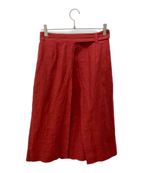 MARGARET HOWELL（マーガレットハウエル）MARGARET HOWELL (マーガレットハウエル) リネンラップスカート レッド サイズ:3の古着・服飾アイテム