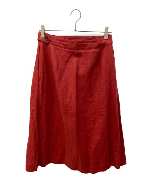 MARGARET HOWELL（マーガレットハウエル）MARGARET HOWELL (マーガレットハウエル) リネンラップスカート レッド サイズ:3の古着・服飾アイテム