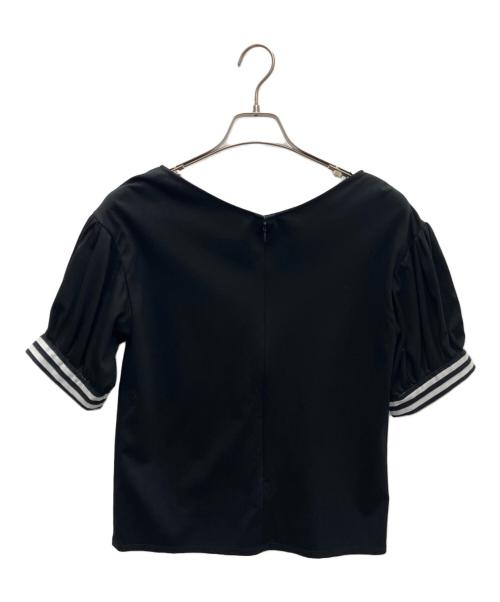 BORDERS at BALCONY（ボーダーズアットバルコニー）BORDERS at BALCONY (ボーダーズアットバルコニー) TUCK SLEEVES TEE ブラック サイズ:SIZE36の古着・服飾アイテム