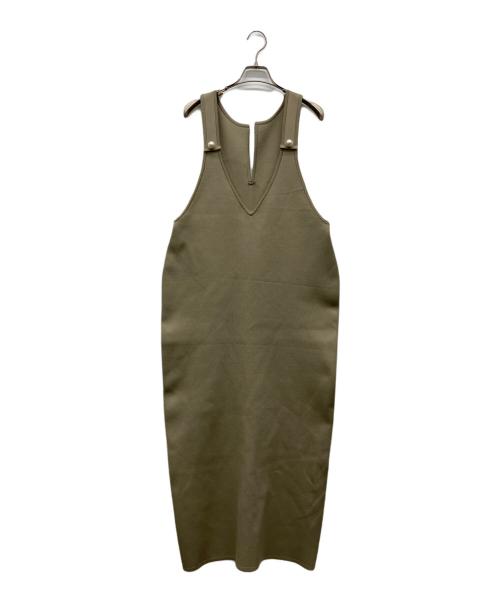 Adam et Rope（アダム エ ロペ）Adam et Rope (アダム エ ロペ) 2WAYパールボタンニットジャンパースカート モカ サイズ:Fの古着・服飾アイテム