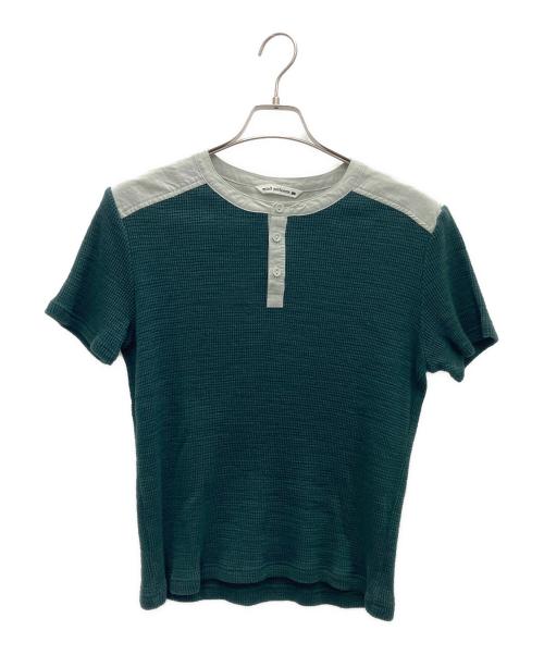 mina perhonen（ミナ ペルホネン）mina perhonen (ミナ ペルホネン) ヘンリーネックワッフルTEE グリーン サイズ:SIZE Mの古着・服飾アイテム