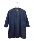 ironariイロナリ）の古着「ノーカラーロングサクラコート」｜ネイビー
