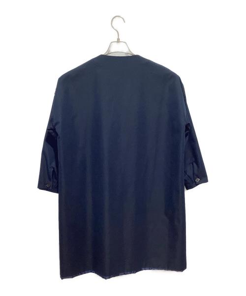 ironari（イロナリ）ironari (イロナリ) ノーカラーロングサクラコート ネイビーの古着・服飾アイテム
