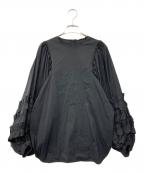 YORIヨリ）の古着「サークルフリルスリーブブラウス」｜ブラック
