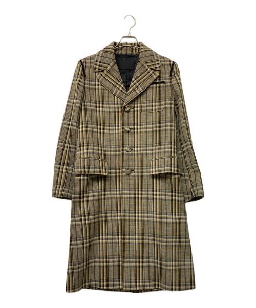 PRADA（プラダ）PRADA (プラダ) エルボパッチチェックチェスターコート サイズ:44の古着・服飾アイテム