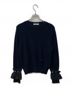 Reneルネ）の古着「パールフリル袖ニット」｜ブラック